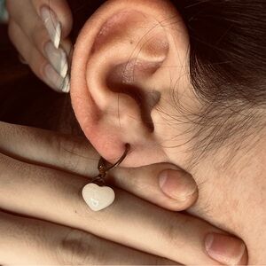 Heart-Shaped Cream Earrings